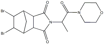 8,9-dibromo-4-[1-methyl-2-(4-morpholinyl)-2-oxoethyl]-4-azatricyclo[5.2.1.0~2,6~]decane-3,5-dione Struktur