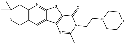 2,8,8-trimethyl-3-[2-(4-morpholinyl)ethyl]-7,10-dihydro-8H-pyrano[3'',4'':5',6']pyrido[3',2':4,5]thieno[3,2-d]pyrimidin-4(3H)-one Struktur