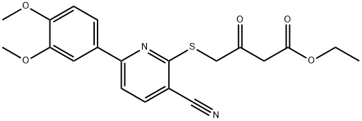 ethyl 4-{[3-cyano-6-(3,4-dimethoxyphenyl)pyridin-2-yl]sulfanyl}-3-oxobutanoate Struktur