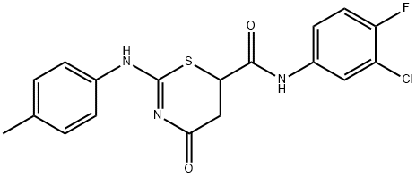 N-(3-chloro-4-fluorophenyl)-4-oxo-2-(4-toluidino)-5,6-dihydro-4H-1,3-thiazine-6-carboxamide Struktur