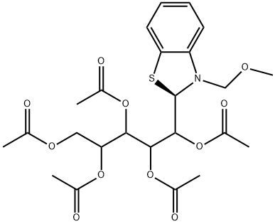 1,2,3,4,5-penta-O-acetyl-1-C-[3-(methoxymethyl)-2,3-dihydro-1,3-benzothiazol-2-yl]pentitol Struktur