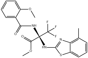 methyl 3,3,3-trifluoro-2-[(2-methoxybenzoyl)amino]-2-[(4-methyl-1,3-benzothiazol-2-yl)amino]propanoate Struktur