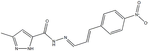 N'-(3-{4-nitrophenyl}-2-propenylidene)-3-methyl-1H-pyrazole-5-carbohydrazide Struktur