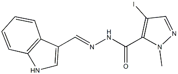 N'-(1H-indol-3-ylmethylene)-4-iodo-1-methyl-1H-pyrazole-5-carbohydrazide Struktur