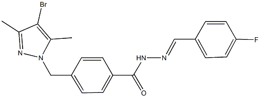 4-[(4-bromo-3,5-dimethyl-1H-pyrazol-1-yl)methyl]-N'-(4-fluorobenzylidene)benzohydrazide Struktur