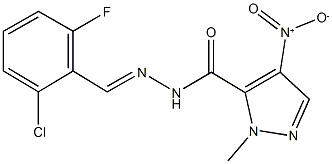 N'-(2-chloro-6-fluorobenzylidene)-4-nitro-1-methyl-1H-pyrazole-5-carbohydrazide Struktur