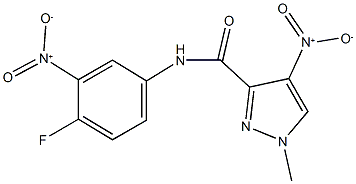 N-{4-fluoro-3-nitrophenyl}-4-nitro-1-methyl-1H-pyrazole-3-carboxamide Struktur