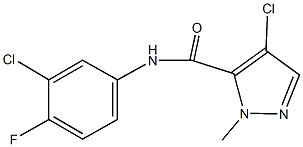 4-chloro-N-(3-chloro-4-fluorophenyl)-1-methyl-1H-pyrazole-5-carboxamide Struktur