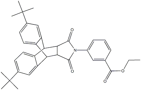 ethyl 3-(4,11-ditert-butyl-16,18-dioxo-17-azapentacyclo[6.6.5.0~2,7~.0~9,14~.0~15,19~]nonadeca-2,4,6,9,11,13-hexaen-17-yl)benzoate Struktur