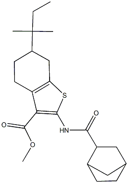 methyl 2-[(bicyclo[2.2.1]hept-2-ylcarbonyl)amino]-6-tert-pentyl-4,5,6,7-tetrahydro-1-benzothiophene-3-carboxylate Struktur