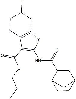 propyl 2-[(bicyclo[2.2.1]hept-2-ylcarbonyl)amino]-6-methyl-4,5,6,7-tetrahydro-1-benzothiophene-3-carboxylate Struktur