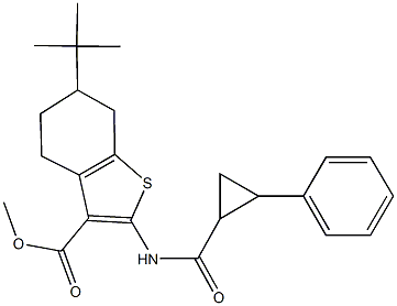 methyl 6-tert-butyl-2-{[(2-phenylcyclopropyl)carbonyl]amino}-4,5,6,7-tetrahydro-1-benzothiophene-3-carboxylate Struktur