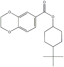 4-tert-butylcyclohexyl 2,3-dihydro-1,4-benzodioxine-6-carboxylate Struktur