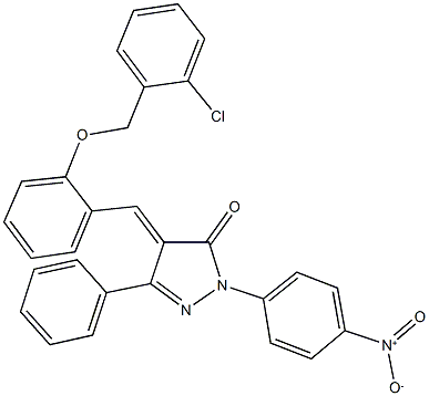 4-{2-[(2-chlorobenzyl)oxy]benzylidene}-2-{4-nitrophenyl}-5-phenyl-2,4-dihydro-3H-pyrazol-3-one Struktur