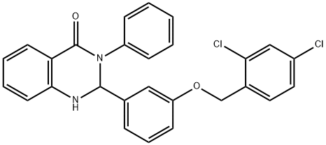 2-{3-[(2,4-dichlorobenzyl)oxy]phenyl}-3-phenyl-2,3-dihydro-4(1H)-quinazolinone Struktur