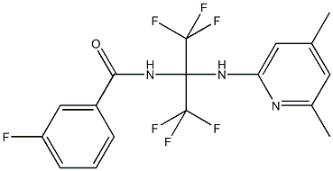 N-[1-[(4,6-dimethyl-2-pyridinyl)amino]-2,2,2-trifluoro-1-(trifluoromethyl)ethyl]-3-fluorobenzamide Struktur