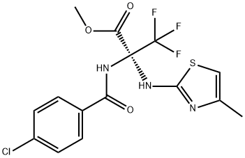 methyl 2-[(4-chlorobenzoyl)amino]-3,3,3-trifluoro-2-[(4-methyl-1,3-thiazol-2-yl)amino]propanoate Struktur