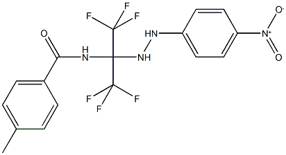 4-methyl-N-[2,2,2-trifluoro-1-(2-{4-nitrophenyl}hydrazino)-1-(trifluoromethyl)ethyl]benzamide Struktur