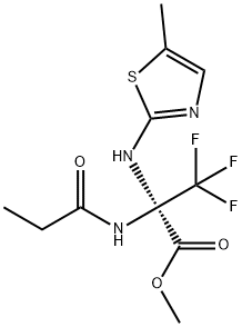 methyl 3,3,3-trifluoro-2-[(5-methyl-1,3-thiazol-2-yl)amino]-2-(propionylamino)propanoate Struktur