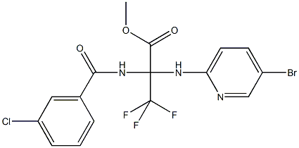 methyl 2-[(5-bromo-2-pyridinyl)amino]-2-[(3-chlorobenzoyl)amino]-3,3,3-trifluoropropanoate Struktur