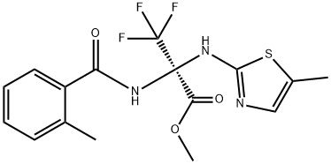 methyl 3,3,3-trifluoro-2-[(2-methylbenzoyl)amino]-2-[(5-methyl-1,3-thiazol-2-yl)amino]propanoate Struktur