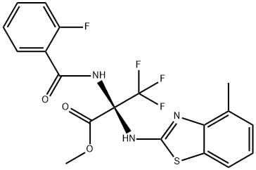 methyl 3,3,3-trifluoro-2-[(2-fluorobenzoyl)amino]-2-[(4-methyl-1,3-benzothiazol-2-yl)amino]propanoate Struktur