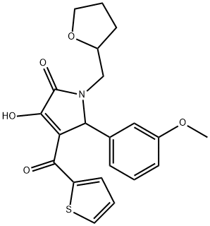 3-hydroxy-5-(3-methoxyphenyl)-1-(tetrahydro-2-furanylmethyl)-4-(2-thienylcarbonyl)-1,5-dihydro-2H-pyrrol-2-one Struktur