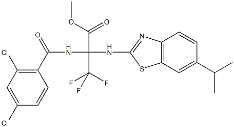 methyl 2-[(2,4-dichlorobenzoyl)amino]-3,3,3-trifluoro-2-[(6-isopropyl-1,3-benzothiazol-2-yl)amino]propanoate Struktur