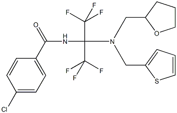 4-chloro-N-[2,2,2-trifluoro-1-[(tetrahydrofuran-2-ylmethyl)(thien-2-ylmethyl)amino]-1-(trifluoromethyl)ethyl]benzamide Struktur