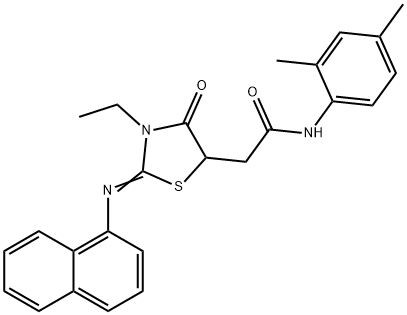 N-(2,4-dimethylphenyl)-2-[3-ethyl-2-(1-naphthylimino)-4-oxo-1,3-thiazolidin-5-yl]acetamide Struktur