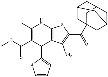 methyl 2-(1-adamantylcarbonyl)-3-amino-6-methyl-4-(2-thienyl)-4,7-dihydrothieno[2,3-b]pyridine-5-carboxylate Struktur