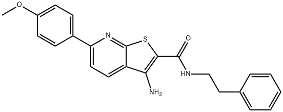 3-amino-6-(4-methoxyphenyl)-N-(2-phenylethyl)thieno[2,3-b]pyridine-2-carboxamide Struktur