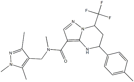 N-methyl-5-(4-methylphenyl)-7-(trifluoromethyl)-N-[(1,3,5-trimethyl-1H-pyrazol-4-yl)methyl]-4,5,6,7-tetrahydropyrazolo[1,5-a]pyrimidine-3-carboxamide Struktur