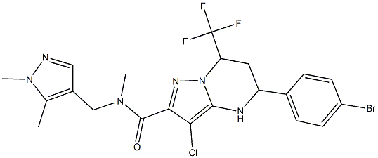 5-(4-bromophenyl)-3-chloro-N-[(1,5-dimethyl-1H-pyrazol-4-yl)methyl]-N-methyl-7-(trifluoromethyl)-4,5,6,7-tetrahydropyrazolo[1,5-a]pyrimidine-2-carboxamide Struktur