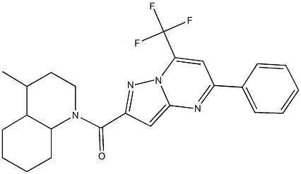 4-methyl-1-{[5-phenyl-7-(trifluoromethyl)pyrazolo[1,5-a]pyrimidin-2-yl]carbonyl}decahydroquinoline Struktur