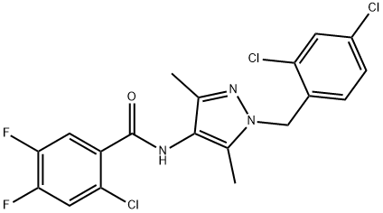 2-chloro-N-[1-(2,4-dichlorobenzyl)-3,5-dimethyl-1H-pyrazol-4-yl]-4,5-difluorobenzamide Struktur