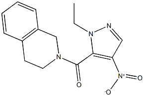 2-({1-ethyl-4-nitro-1H-pyrazol-5-yl}carbonyl)-1,2,3,4-tetrahydroisoquinoline Struktur