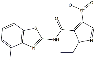 1-ethyl-4-nitro-N-(4-methyl-1,3-benzothiazol-2-yl)-1H-pyrazole-5-carboxamide Struktur