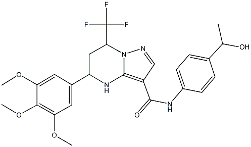 N-[4-(1-hydroxyethyl)phenyl]-7-(trifluoromethyl)-5-(3,4,5-trimethoxyphenyl)-4,5,6,7-tetrahydropyrazolo[1,5-a]pyrimidine-3-carboxamide Struktur