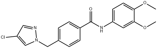 4-[(4-chloro-1H-pyrazol-1-yl)methyl]-N-(3,4-dimethoxyphenyl)benzamide Struktur