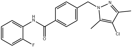 4-[(4-chloro-3,5-dimethyl-1H-pyrazol-1-yl)methyl]-N-(2-fluorophenyl)benzamide Struktur