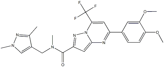 5-(3,4-dimethoxyphenyl)-N-[(1,3-dimethyl-1H-pyrazol-4-yl)methyl]-N-methyl-7-(trifluoromethyl)pyrazolo[1,5-a]pyrimidine-2-carboxamide Struktur