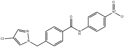 4-[(4-chloro-1H-pyrazol-1-yl)methyl]-N-{4-nitrophenyl}benzamide Struktur