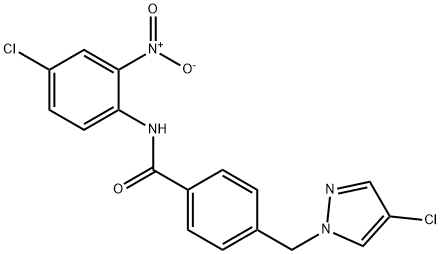 N-{4-chloro-2-nitrophenyl}-4-[(4-chloro-1H-pyrazol-1-yl)methyl]benzamide Struktur