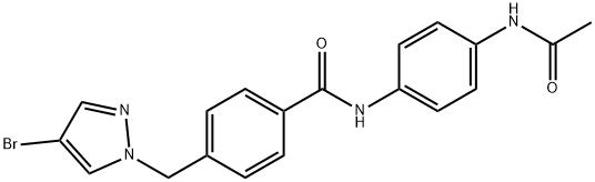 N-[4-(acetylamino)phenyl]-4-[(4-bromo-1H-pyrazol-1-yl)methyl]benzamide Struktur