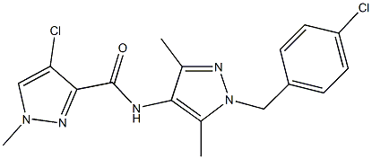 4-chloro-N-[1-(4-chlorobenzyl)-3,5-dimethyl-1H-pyrazol-4-yl]-1-methyl-1H-pyrazole-3-carboxamide Struktur