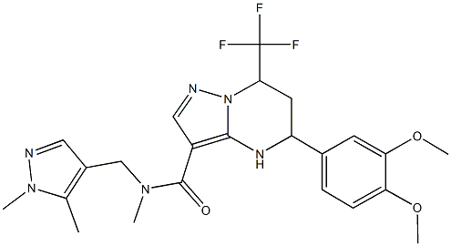 5-(3,4-dimethoxyphenyl)-N-[(1,5-dimethyl-1H-pyrazol-4-yl)methyl]-N-methyl-7-(trifluoromethyl)-4,5,6,7-tetrahydropyrazolo[1,5-a]pyrimidine-3-carboxamide Struktur