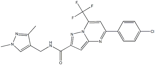 5-(4-chlorophenyl)-N-[(1,3-dimethyl-1H-pyrazol-4-yl)methyl]-7-(trifluoromethyl)pyrazolo[1,5-a]pyrimidine-2-carboxamide Struktur