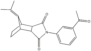 4-(3-acetylphenyl)-10-(1-methylethylidene)-4-azatricyclo[5.2.1.0~2,6~]decane-3,5-dione Struktur