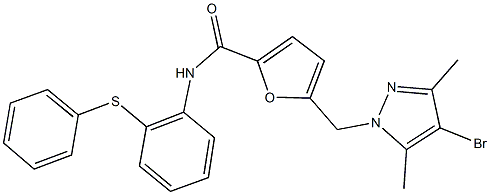 5-[(4-bromo-3,5-dimethyl-1H-pyrazol-1-yl)methyl]-N-[2-(phenylsulfanyl)phenyl]-2-furamide Struktur